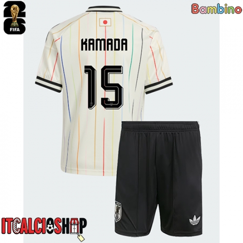 Giappone Daichi Kamada #15 Seconda Maglia Bambino Mondiali 2026 Manica Corta (+ Pantaloni corti)